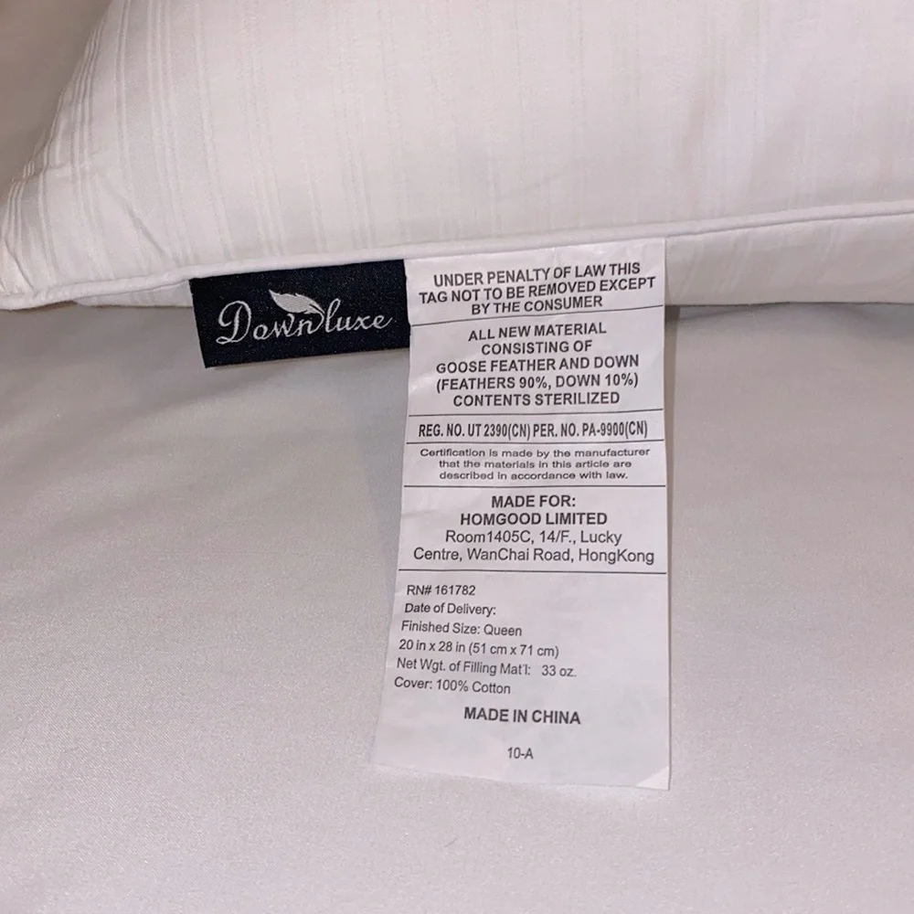 Downluxe Goose Feather Down Pillow 20